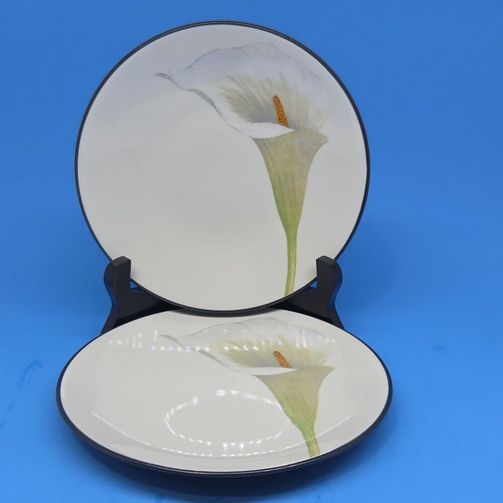 Noritake Colorwave Graphite Calla Lily 6.25" Appetizer Plates  EUC